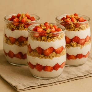 Erdbeer-Joghurt-Parfait für Kinder Rezept PDF | Einfach gesunder Snack | No-Bake Dessert Idee | Ausdruckbare lustige Leckerei | Sofortiger Download