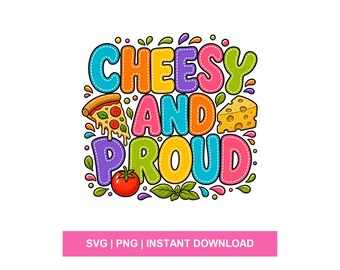 Diseño de camiseta retro SVG de pizza con queso y orgullo, divertido para amantes de la comida, gráfico PNG para sublimación.