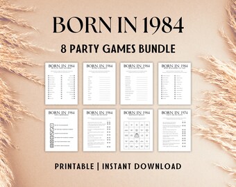 40th Birthday Party Games Bundle | Born in 1984 Games | 40th Birthday Games | Fun Printable Games | Party Games | Adult Games | Family Game