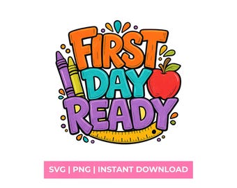 First Day Ready PNG Retro Teacher Shirt Design Back to School sublimatieafbeelding