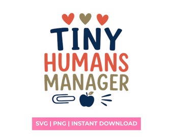 タイニーヒューマンズ マネージャー SVG レトロ ティーチャー シャツ デザイン デイケア PNG グラフィック
