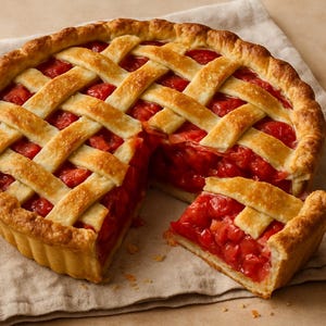 Strawberry rhubarb pie recipe printable | Rustic fruit pie digital download | Easy summer dessert recipe | PDF recipe for bakers