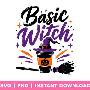 Strega di base SVG PNG Design per maglietta di Halloween per sublimazione autunnale File digitale