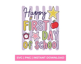 Happy First Day of School SVG PNG Retro student leraar grafisch shirtontwerp png