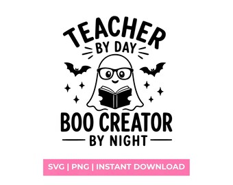 Profesor de día, creador de fantasmas de noche (SVG), diseño de camiseta de Halloween (PNG)