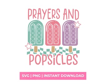 Prayers And Popsicles SVG Retro Christian Teacher Shirt Design Summer School PNG Graphic