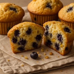 Ricetta PDF per muffin al limone e mirtilli / Colazione primaverile facile / Idee per dolci da preparare per il brunch / Dolcetto alla frutta stampabile / Scarica la ricetta istantanea