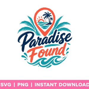 楽園発見 SVG レトロ トロピカル ビーチ シャツ デザイン トレンディなヤシの木 PNG カット ファイル