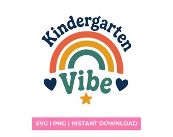 Kindergarten Vibe SVG Retro Rainbow Back to School Shirt Design Graphic PNG