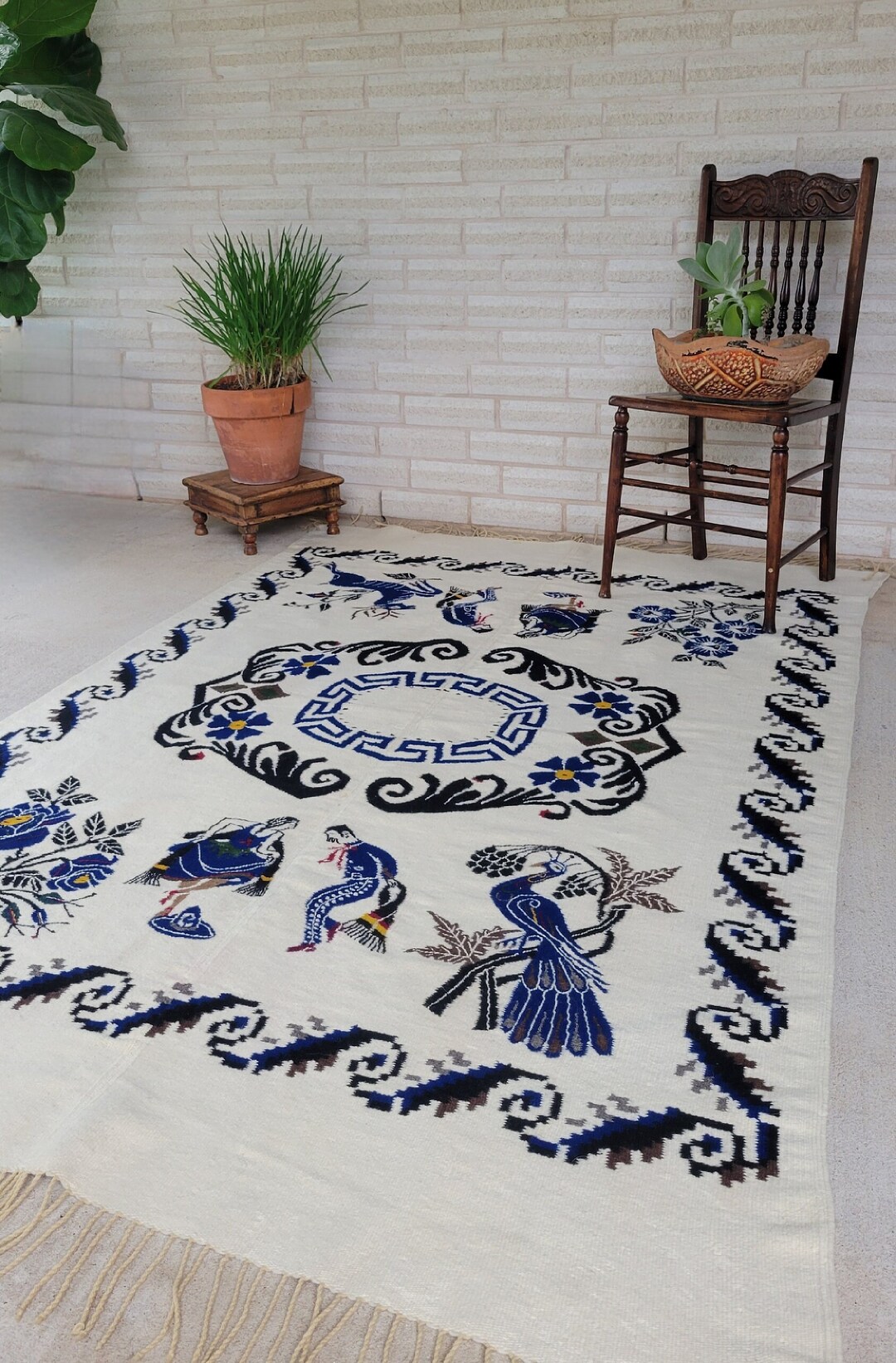 Wool Rug 7'x4' Folk Art Wool Rug Vintage Wool Rug - Etsy