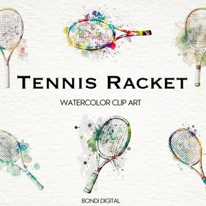 Watercolor Tennis Racket Clipart | Tennis Racquet Clipart | PNG Format for Commercial Use, Instant Download | 19 Transparent Images