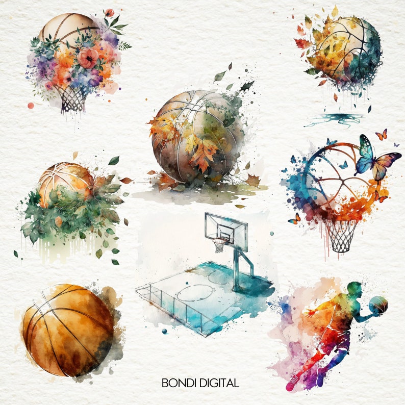 Watercolor Basketball Clipart - PNG Format for Commercial Use - Instant ...