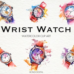 Watercolor Wrist Watch Clipart | PNG Format for Commercial Use, Instant Download, 20 Transparent Images