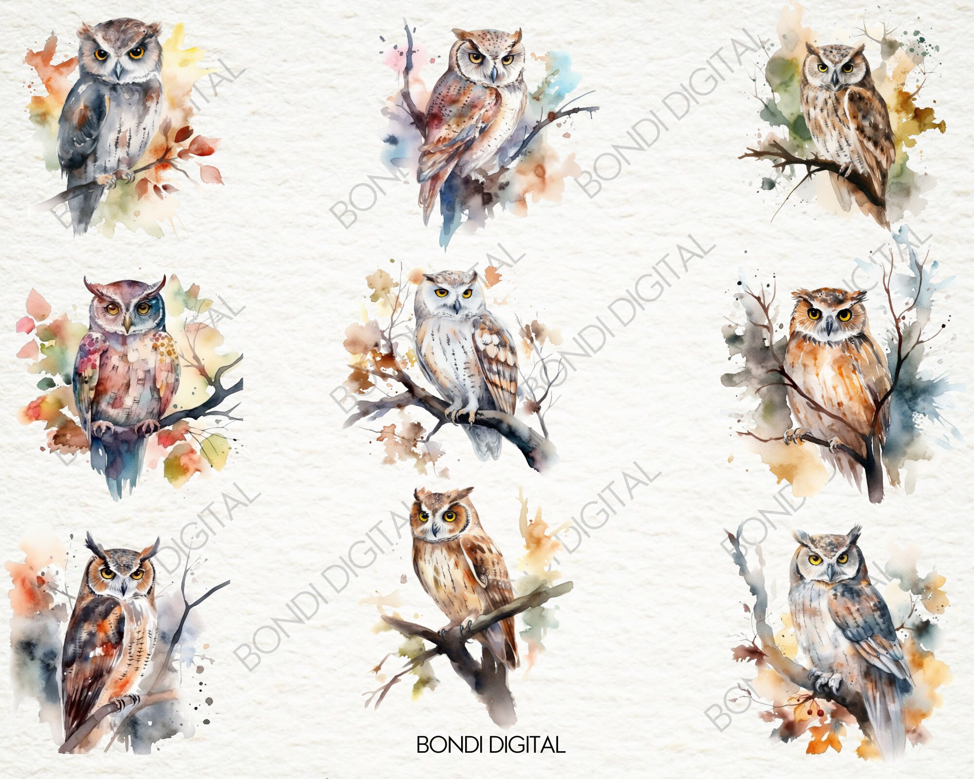 Watercolor Owl Clipart | PNG Format for Commercial Use, Instant ...