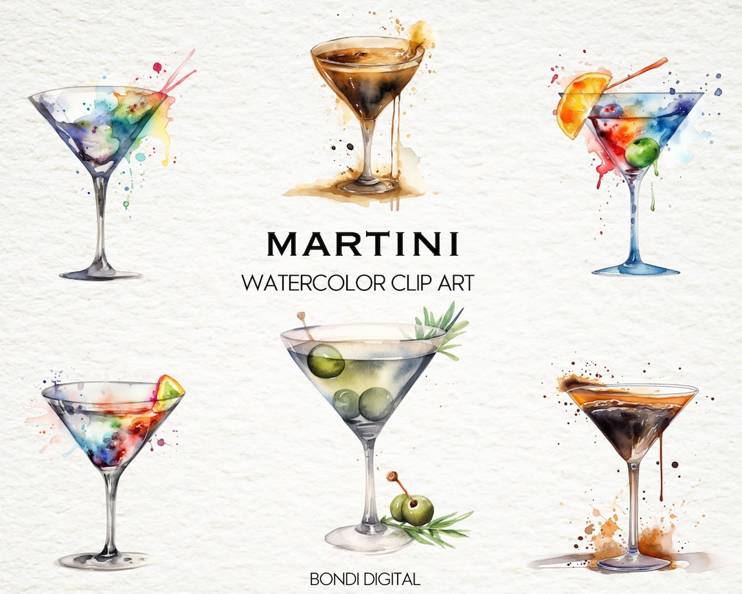 Watercolor Vibrant Martini Clipart | PNG Format for Commercial Use ...