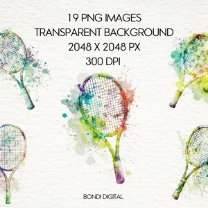 Tennis Racket With Splatter Vector Watercolor Tennis Racket Clipart | Tennis Racquet Clipart | PNG Format ...
