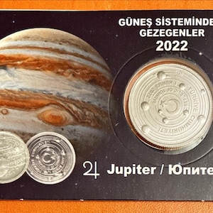 Turkey Turkiye 1 Kurus 2022 Planets in the Solar System - JUPITER - Commemorative Coin Aliminum in its Single Folder UNC