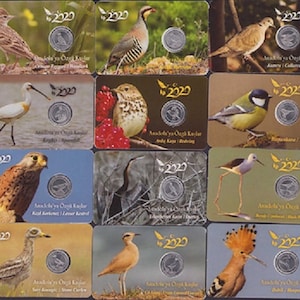 Turkey Turkiye 1 Kurus 2020 Native Birds of Anatolia Full Set Commemorative Aliminum in its Separate Folder UNC