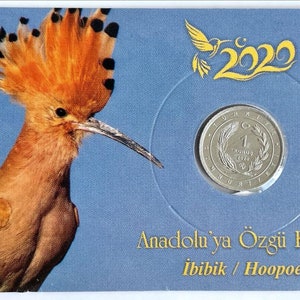 Turkey Turkiye 1 Kurus 2020 Native Birds of Anatolia - Hoopoe Commemorative Aliminum in its Folder UNC