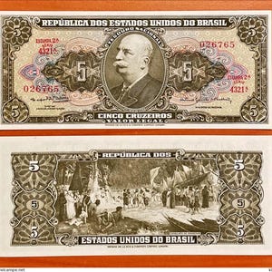 Brazil 5 Cruzeiros 1964 P 176 UNC
