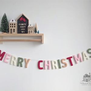 Merry Christmas Felt Garland: 5ft Stitched Holiday Banner