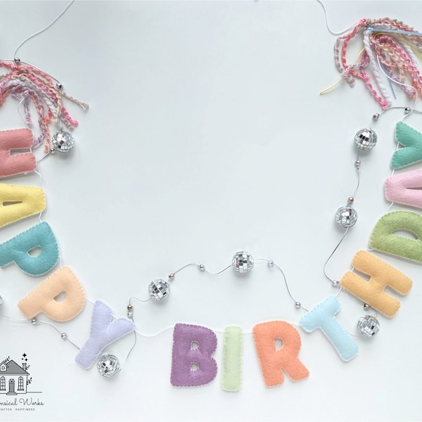 Birthday Banner, Felt Birthday Garland, Felt Happy Birthday Banner, Birthday Decor