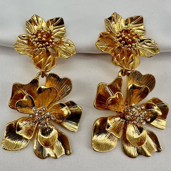 Oscar De La Renta - Earrings - Gold Flowers