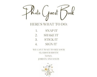 wedding photo guest book signage