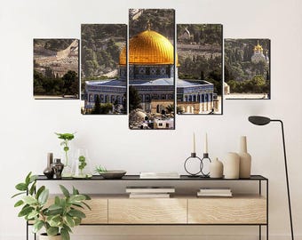 Dome of the Rock Canvas Print: 5-Panel Islamic Wall Art