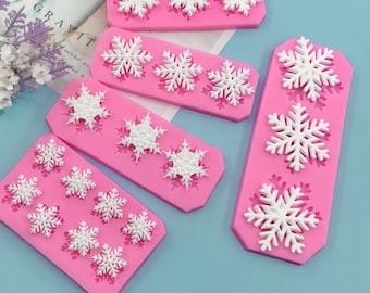 Molde de silicona para decorar copos de nieve, chocolate y fondant, ideal para decorar tartas, pasteles, galletas y mucho más.