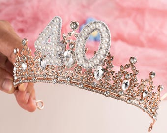 Custom Birthday Tiara with Age Number, Personalized Birthday Crown, 20th/30th/40th/50th/60th Birthday Gift for Her
