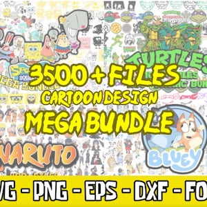 Cartoon Mega Design Pack 3.500 Archivos, Archivos cortados para Cricut y Silhouette, Cartoon svg, Cartoon png, Anime svg, Cricut, Clipart, Cut File,