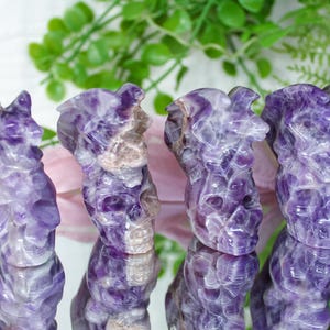 Dream Amethyst Dragon Skull Carvings | Mystical Energy And Protection | Unique Carvings for Intuition & Strength | Crystal Dragons