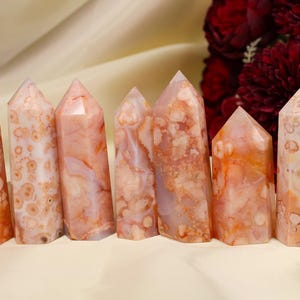 Karneol Blütenachat Türme - Du hast die Wahl! | Sakral Chakra Kristalle für Kreativität & Selbstvertrauen | Feurige Pink Orange Kristall Punkte