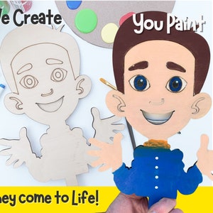 Stick-Et - Little Lad - DIY Puppet On A Stick - Puppet for Kids - Wooden Puppet - Kids Paint Kit - Puppet Professional - Puppet Theatre