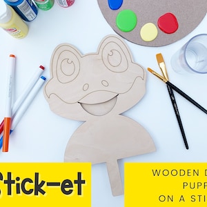 Stick-Et - Der Frosch - DIY Puppet Am Stiel - Puppet für Kinder - Holzpuppe - Kinder Malset - Professionelle Puppentheater Puppentheater