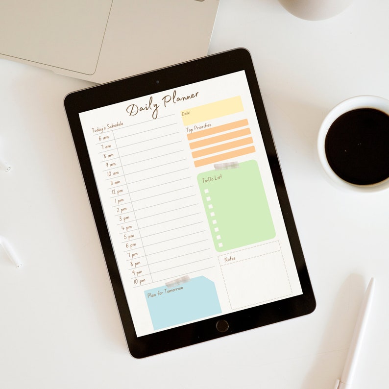 Printable and Downloadable Daily Planner Undated Hourly Daily Planner ...