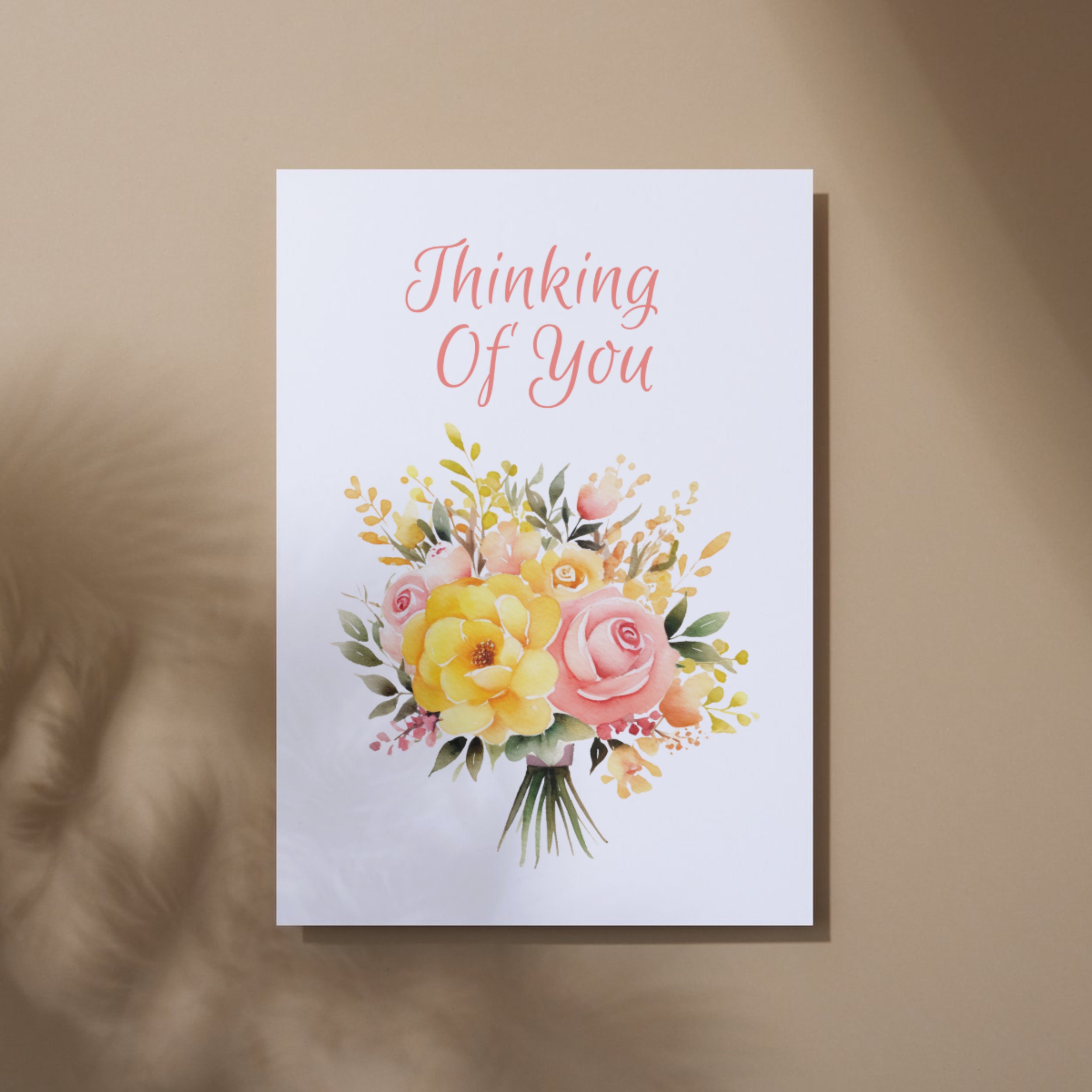 Floral Thinking of You Folded Gift Card Printable Sympathy Greeting ...