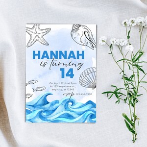 Editable Ocean Birthday Party Invitation Template | Printable and ...