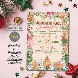 Gingerbread House Decorating Party Invitation: Editable Christmas Invite (Digital)