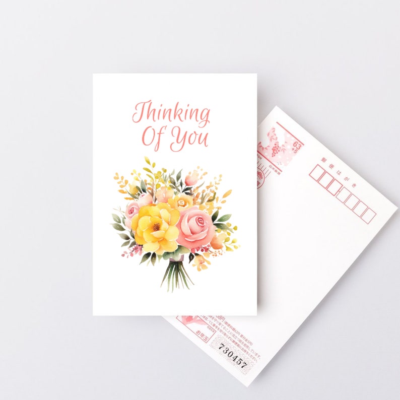 Floral Thinking of You Folded Gift Card Printable Sympathy Greeting ...