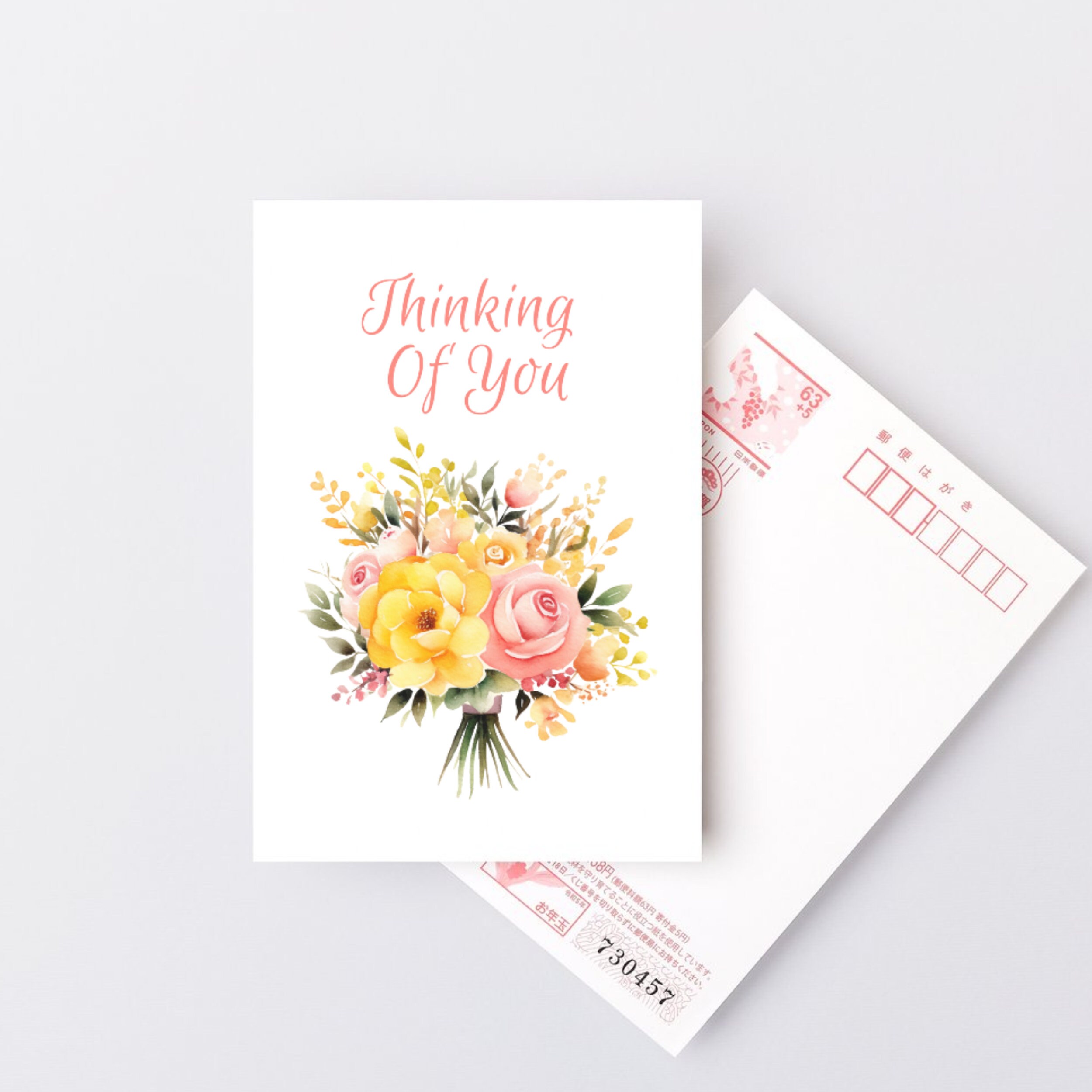 Floral Thinking of You Folded Gift Card Printable Sympathy Greeting ...