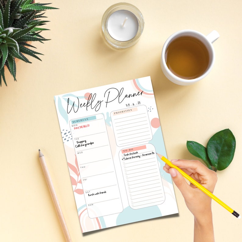 Boho Weekly Planner and Monthly Habit Tracker Printable & Digital ...