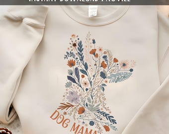 Floral Dog Mama Dog Silhouette Sublimation PNG Clipart | Dog Lovers Flowers Design PNG