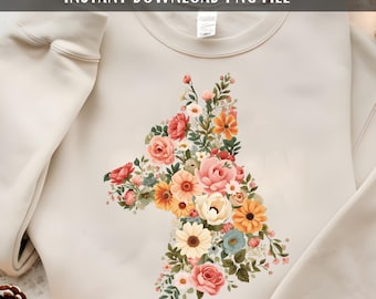 Floral Dog Silhouette Dog Lover Sublimation PNG Clipart | Dog Mama Flowers Design PNG