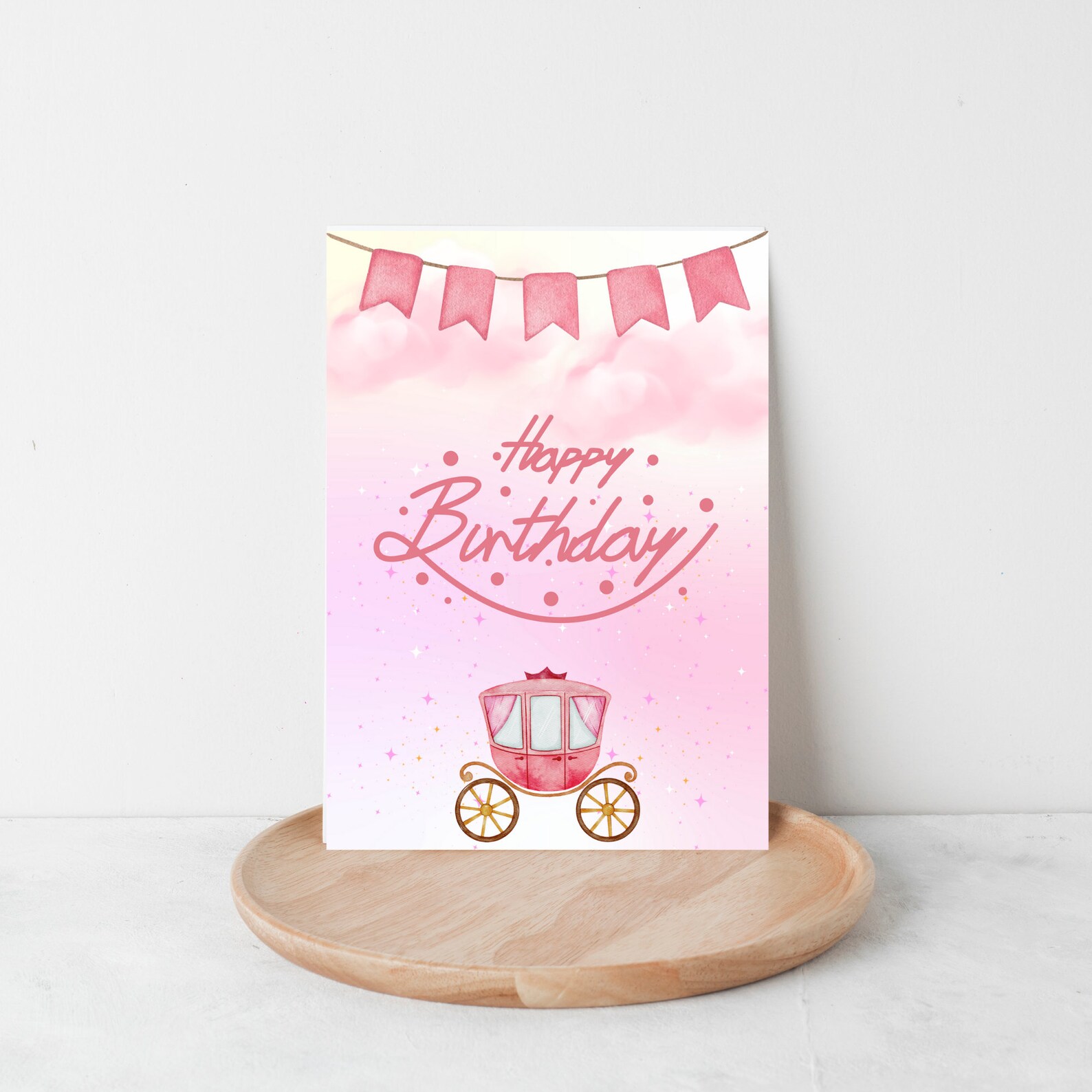 Pink Princess Birthday Invitation Card Template Printable
