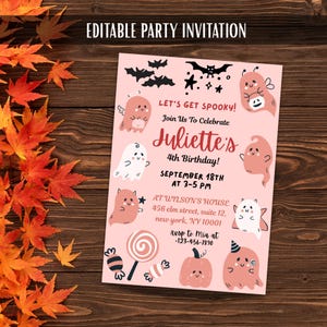 Spooky Cute Birthday Party Invitation Card Template Editable Printable Digital Kids Halloween Birthday Party Invite