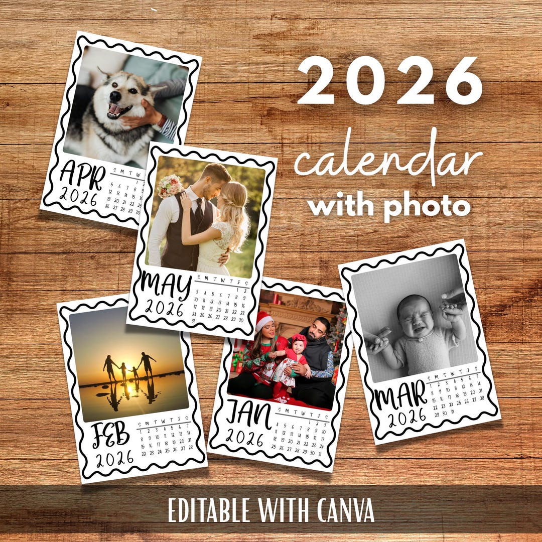 Custom 2026 Mini Monthly Calendar With Personalized Photo Template ...