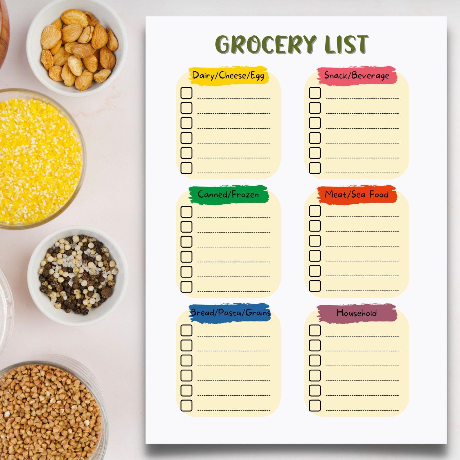 Printable Weekly Meal Planner and Grocery Shopping List Digital Weekly ...