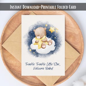 Little Star Baby Card: Printable Welcome Greeting (Digital Download)
